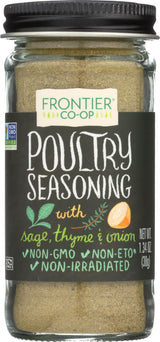 Frontier Co-op Salt-free Poultry Seasoning, 1.34 Ounce Bottle, Blend of Sage, Thyme & Onion, Perfect for Poultry & Stuffing