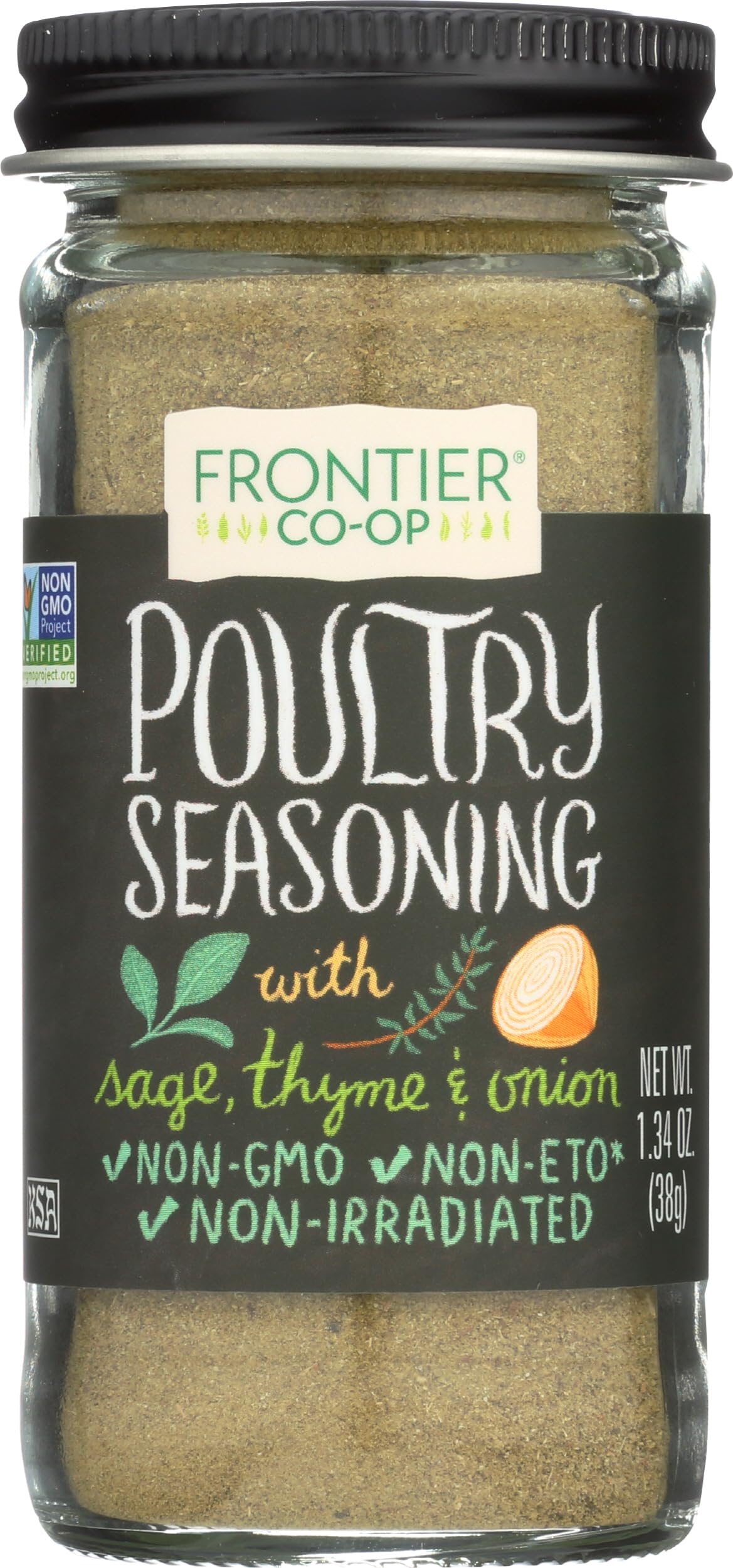 Frontier Co-op Salt-free Poultry Seasoning, 1.34 Ounce Bottle, Blend of Sage, Thyme & Onion, Perfect for Poultry & Stuffing