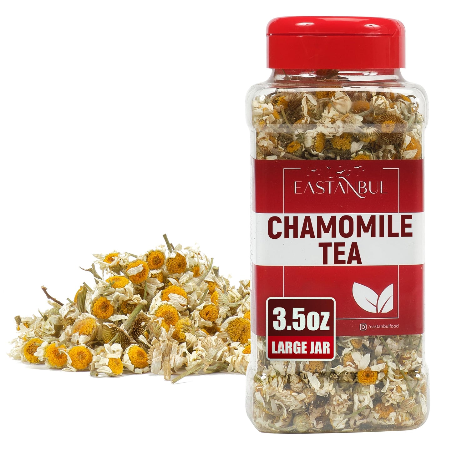Eastanbul Chamomile Flowers Loose Dried, 3.5oz, Dried Chamomile Tea Loose Leaf, Flor de Manzanilla, Caffeine-Free Camomile Tea, Camomille Herb, Full
