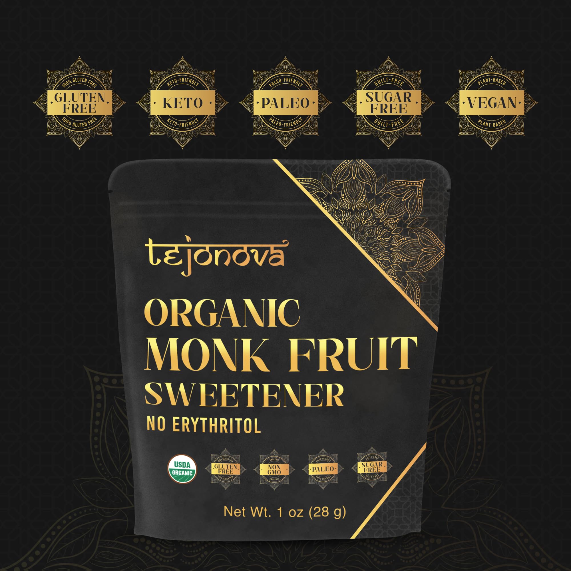 Organic Monk Fruit Extract Powder, Pure Monk Fruit Sweetener No Erythritol, Monkfruit Sweetener Pure Goodness, Monk Fruit Sugar Substitute, Monk Fruit