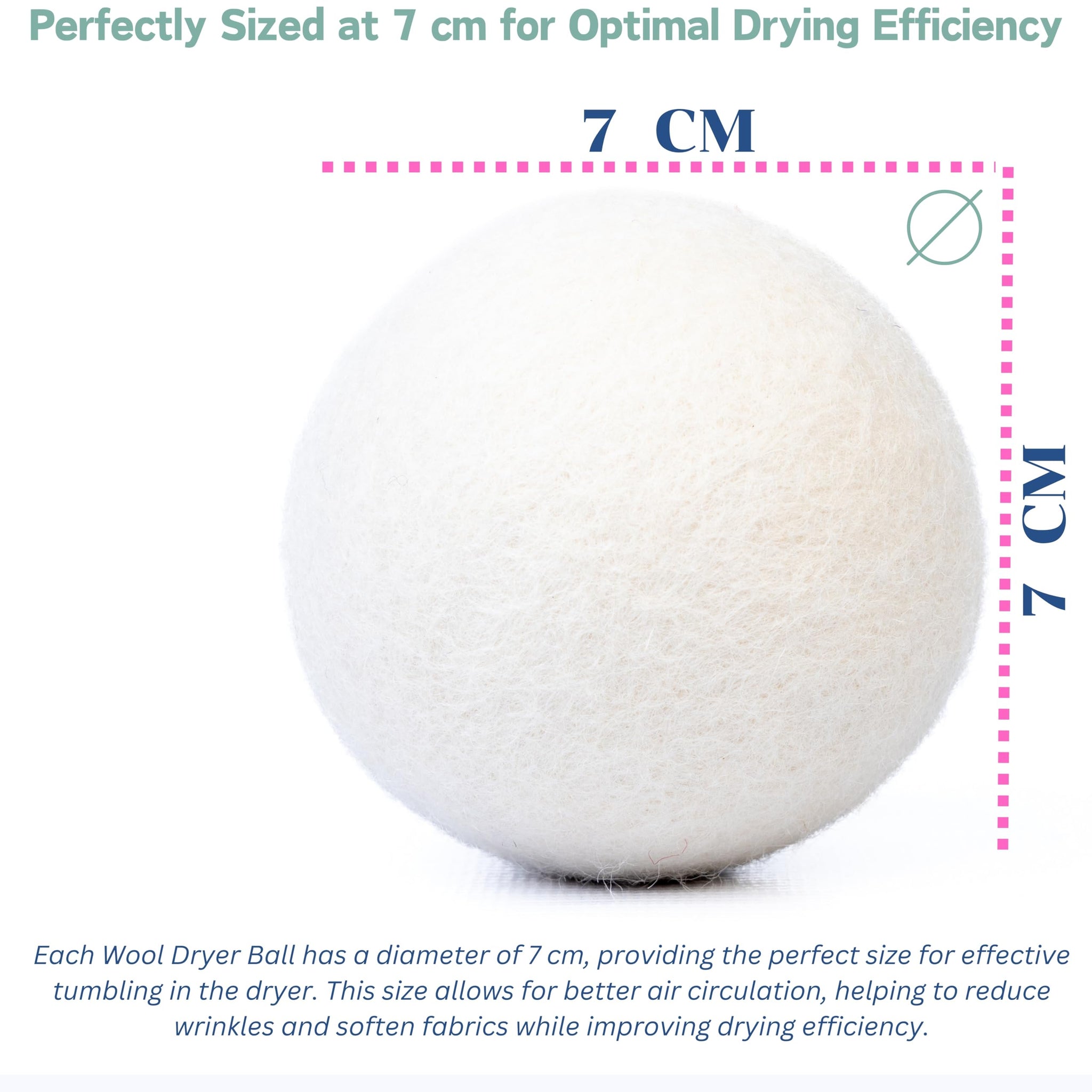 Wool Dryer Balls (Pack of 6) - Natural Fabric Softener, Reusable, Reduces Wrinkles, Saves Drying Time - Superior to Plastic Balls and Liquid