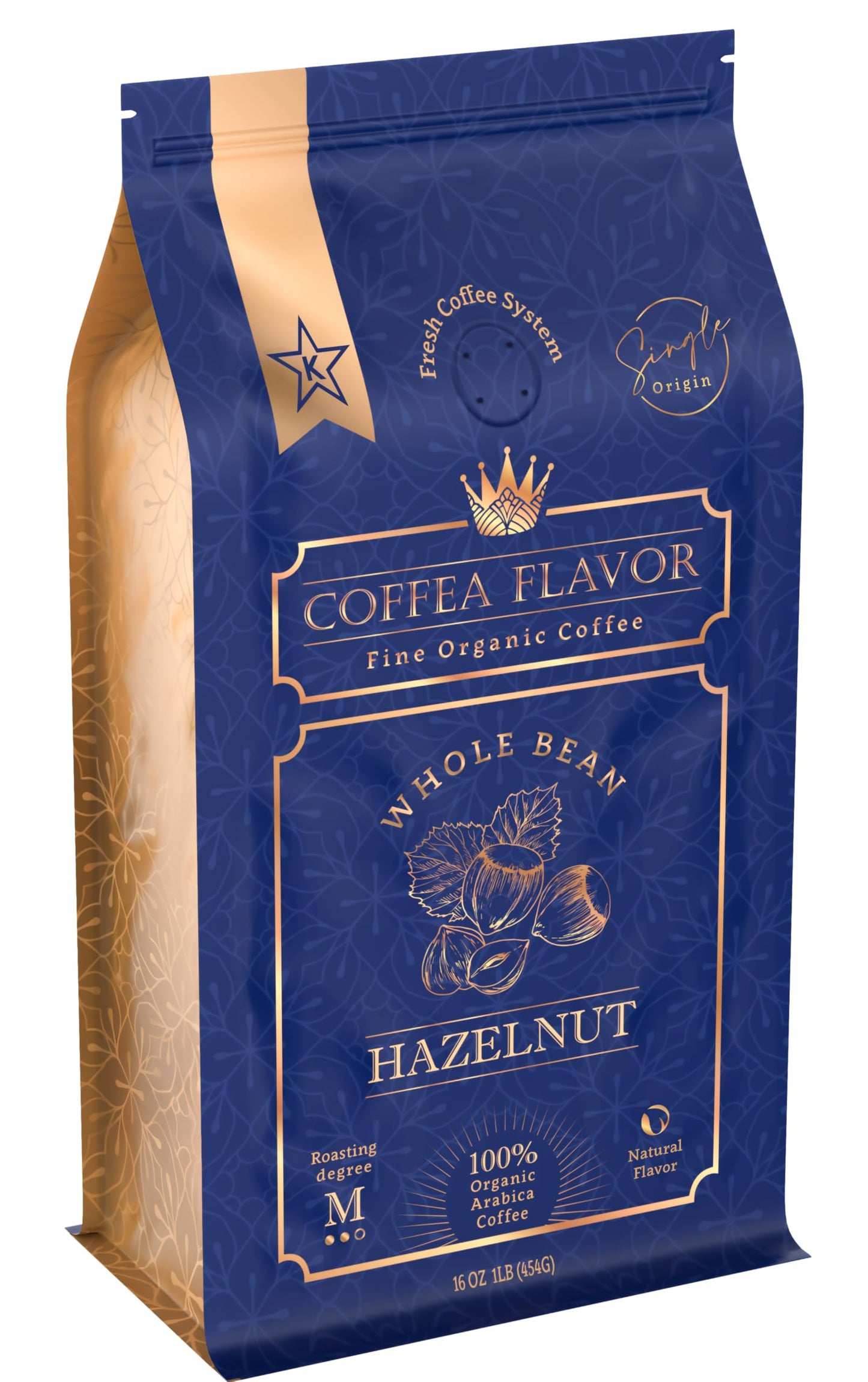 Hazelnut Flavored Whole Bean Coffee - 100% Arabica, Organic, No Artificial Sweeteners, Naturally Flavored, Medium Roast, Single Origin - by Coffea