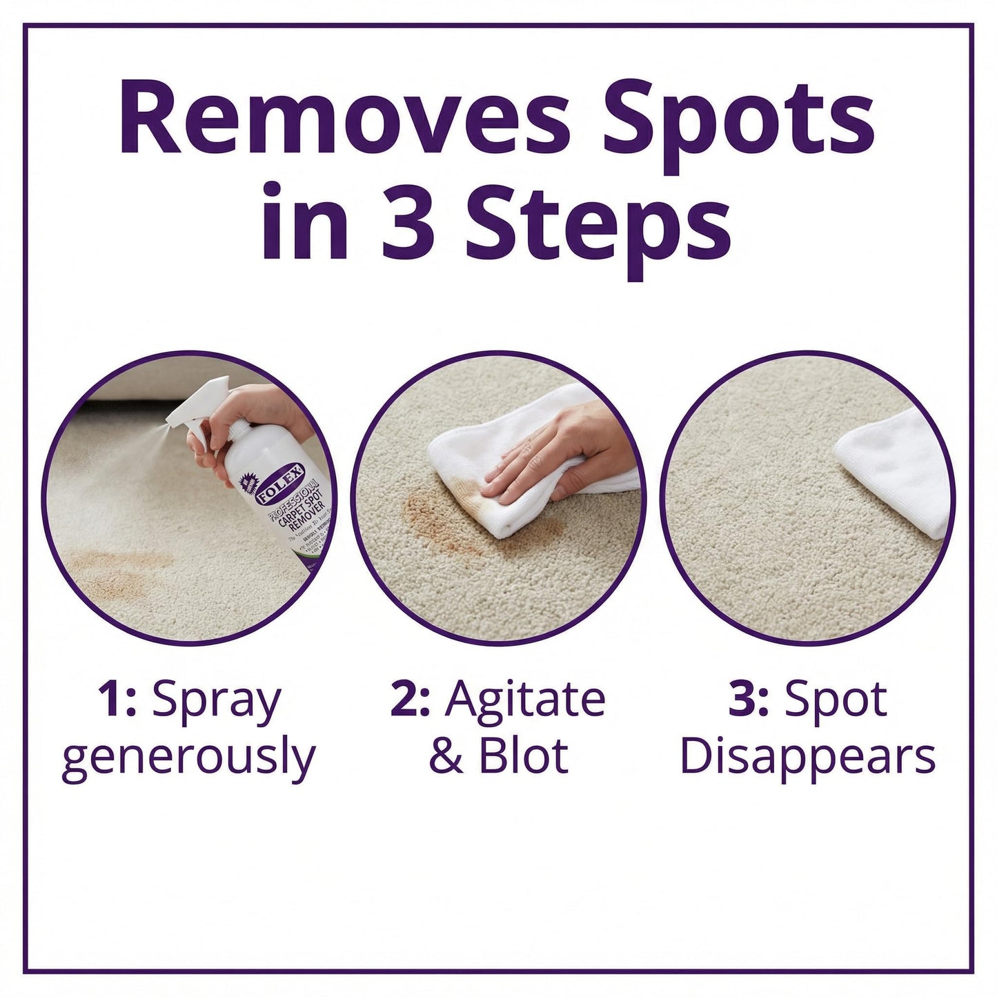 FOLEX - Professional Carpet Cleaner Spray 34 oz - Pet Stain Removal - Instant Stain Removal - No Rinsing Required - Safe for Pets - Works on All
