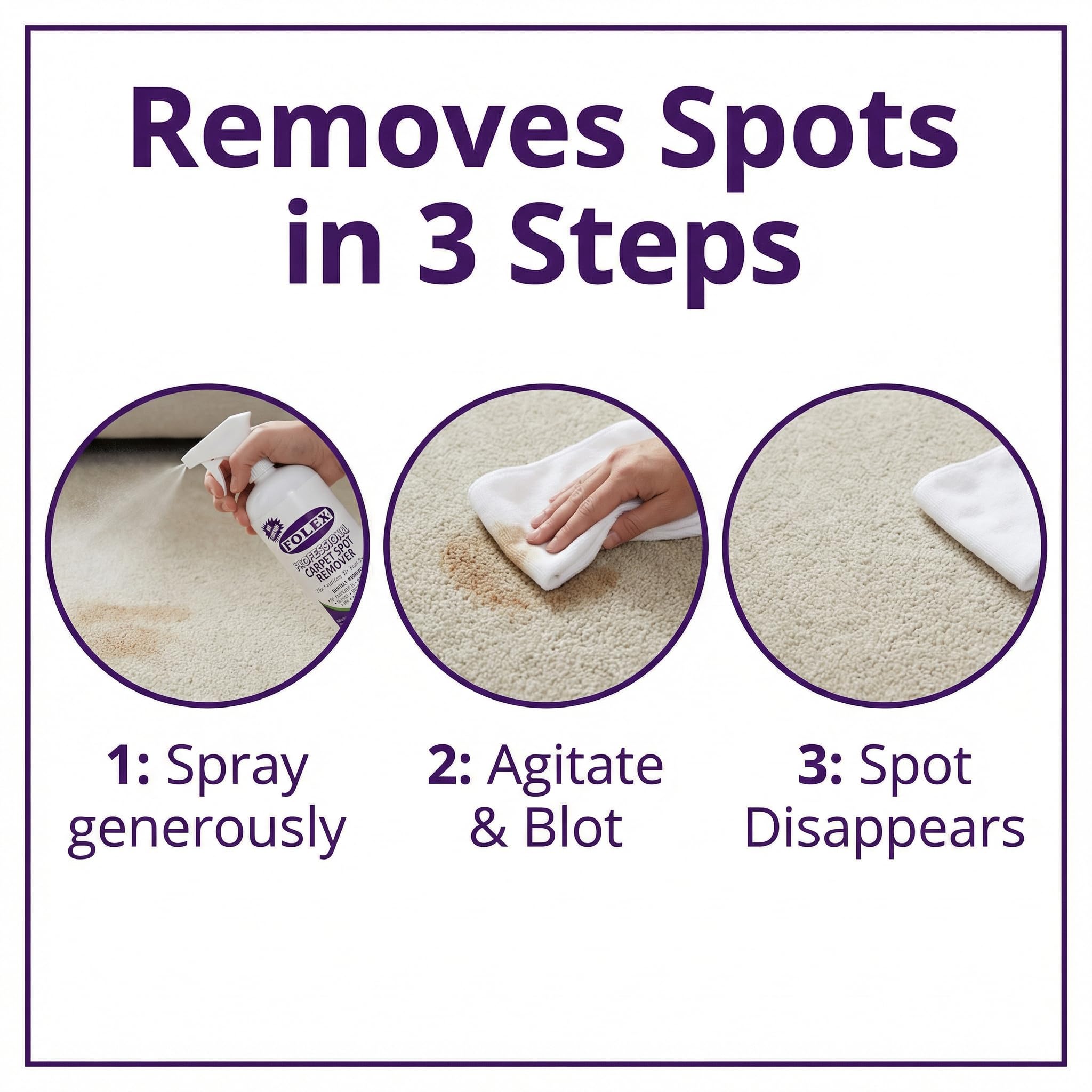 FOLEX - Professional Carpet Cleaner Spray 34 oz - Pet Stain Removal - Instant Stain Removal - No Rinsing Required - Safe for Pets - Works on All