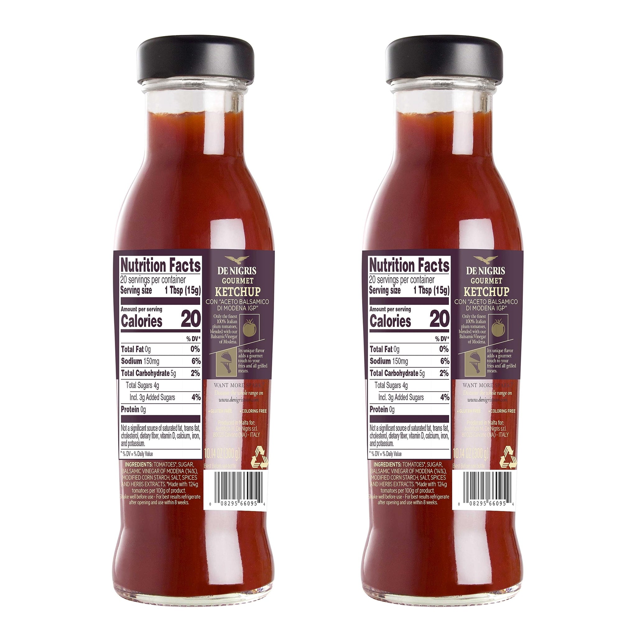 De Nigris Excellence line - Gourmet Italian Ketchup With Balsamic Vinegar Of Modena 10,14 Oz (Pack of 2) | Ketchup With Balsamic Vinegar From Modena
