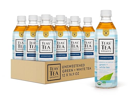 Teas' Tea Unsweetened Green White Tea 16.9 Ounce (Pack of 12) Organic, Sugar Free, 0 Calories