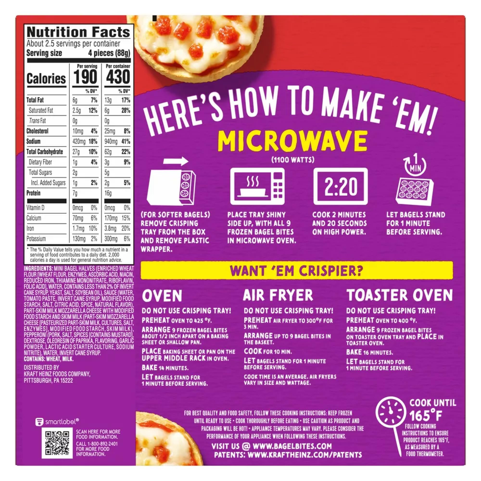 Salutem Vita - Mini Pizza Bagel Snacks with Cheese & Pepperoni, Gift Set:, 7 oz - Pack of 8