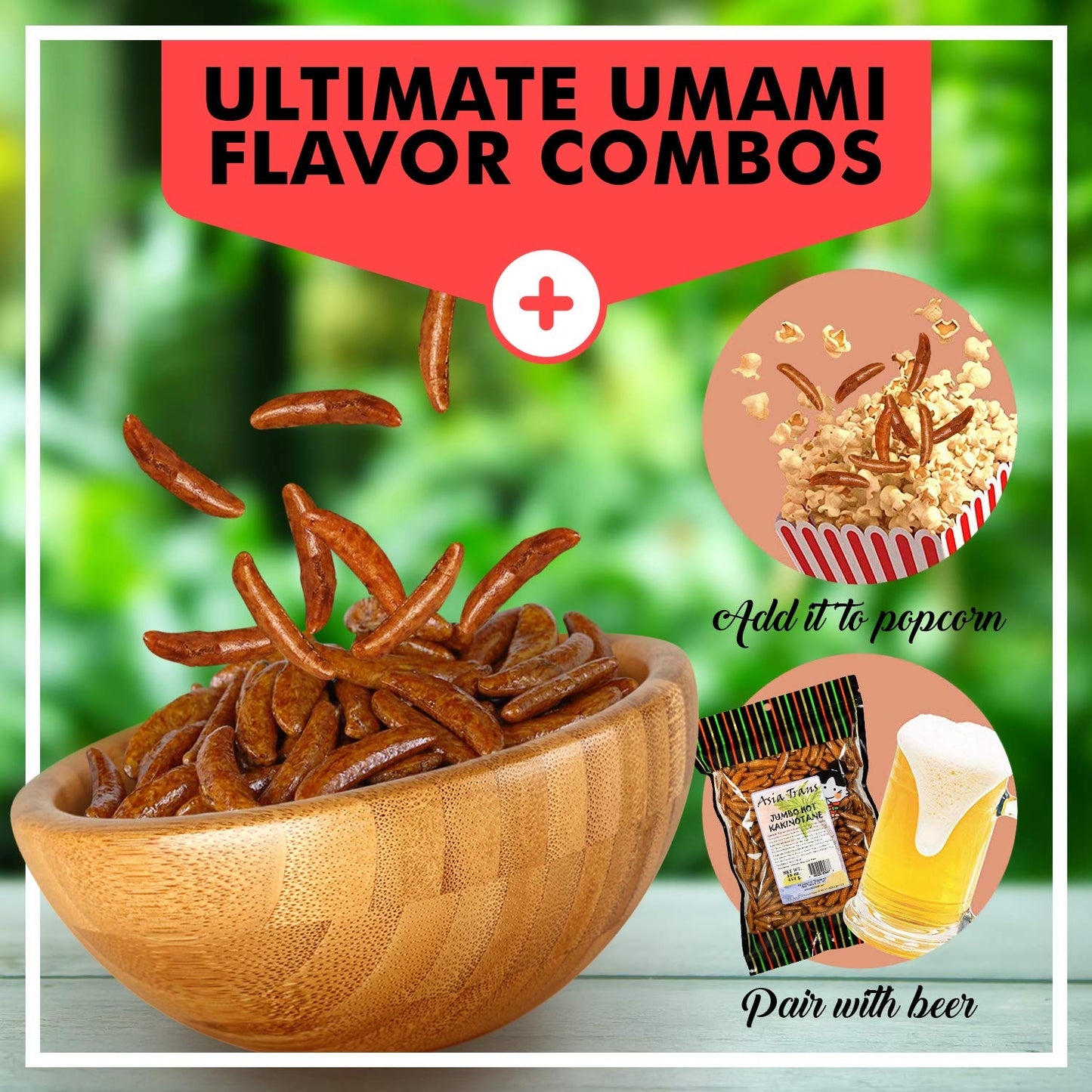 Jumbo Hot Kakinotane Arare Rice Crackers - Crunchy Oriental Style Snack with a Spicy Kick - 16 Ounces