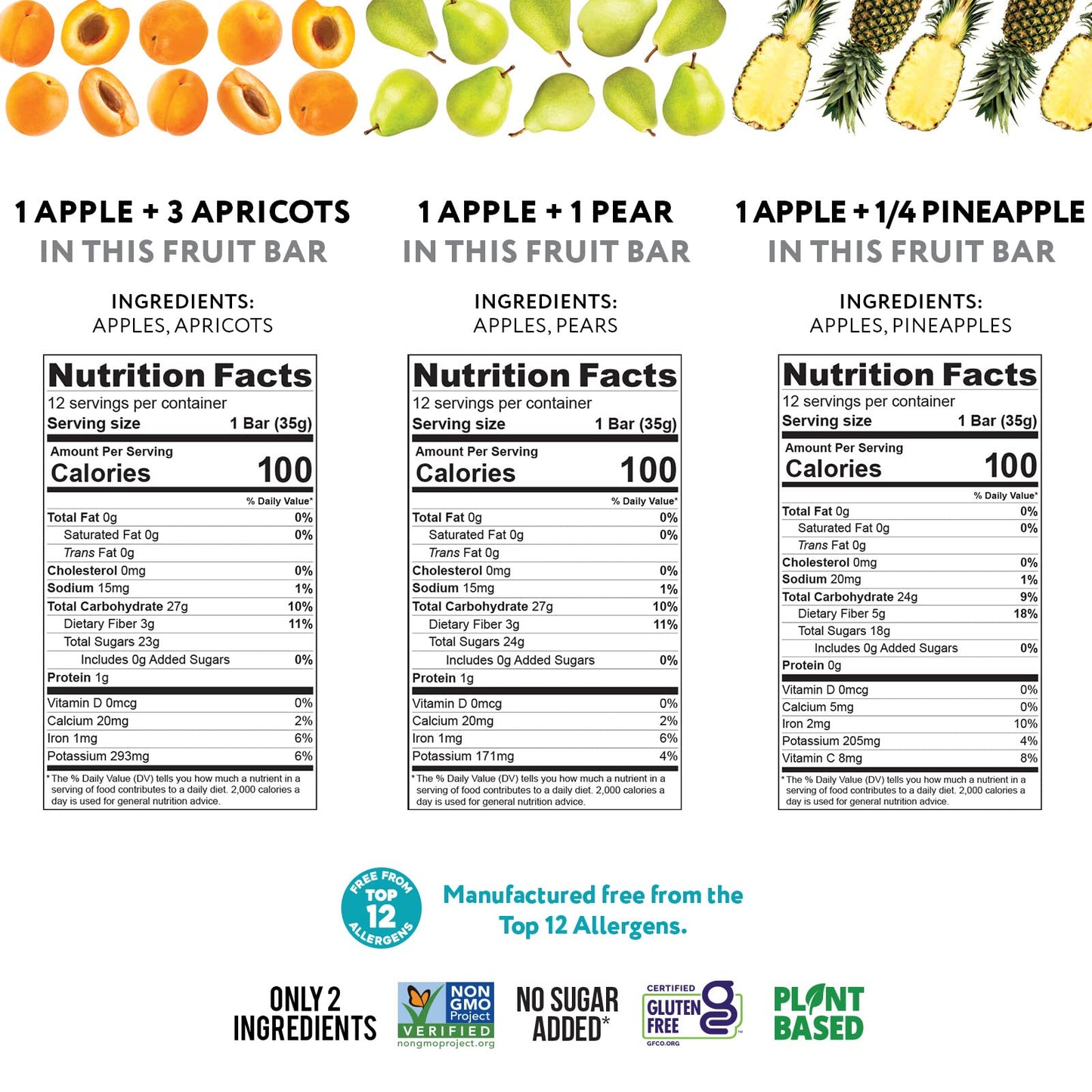 That's it. (36 Count) Variety Pack | Apricot, Pear, and Pineapple Flavors | 100% Natural Real Fruit Bars Plant-based, Vegan, Gluten-free, No Added