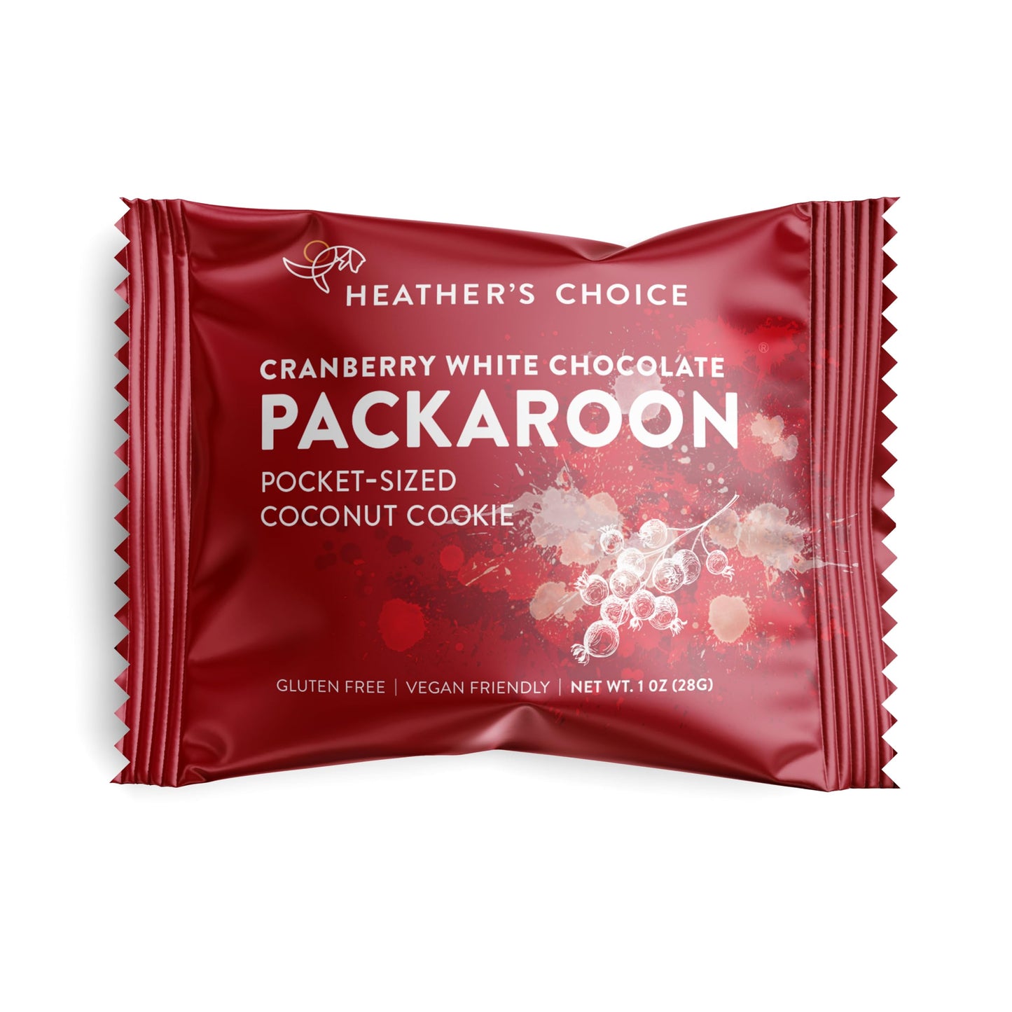 Heather's Choice Packaroons, Vegan Gluten-Free Individually Wrapped Snacks for Backpacking, Camping, Hiking and Travel (Cranberry White Chocolate