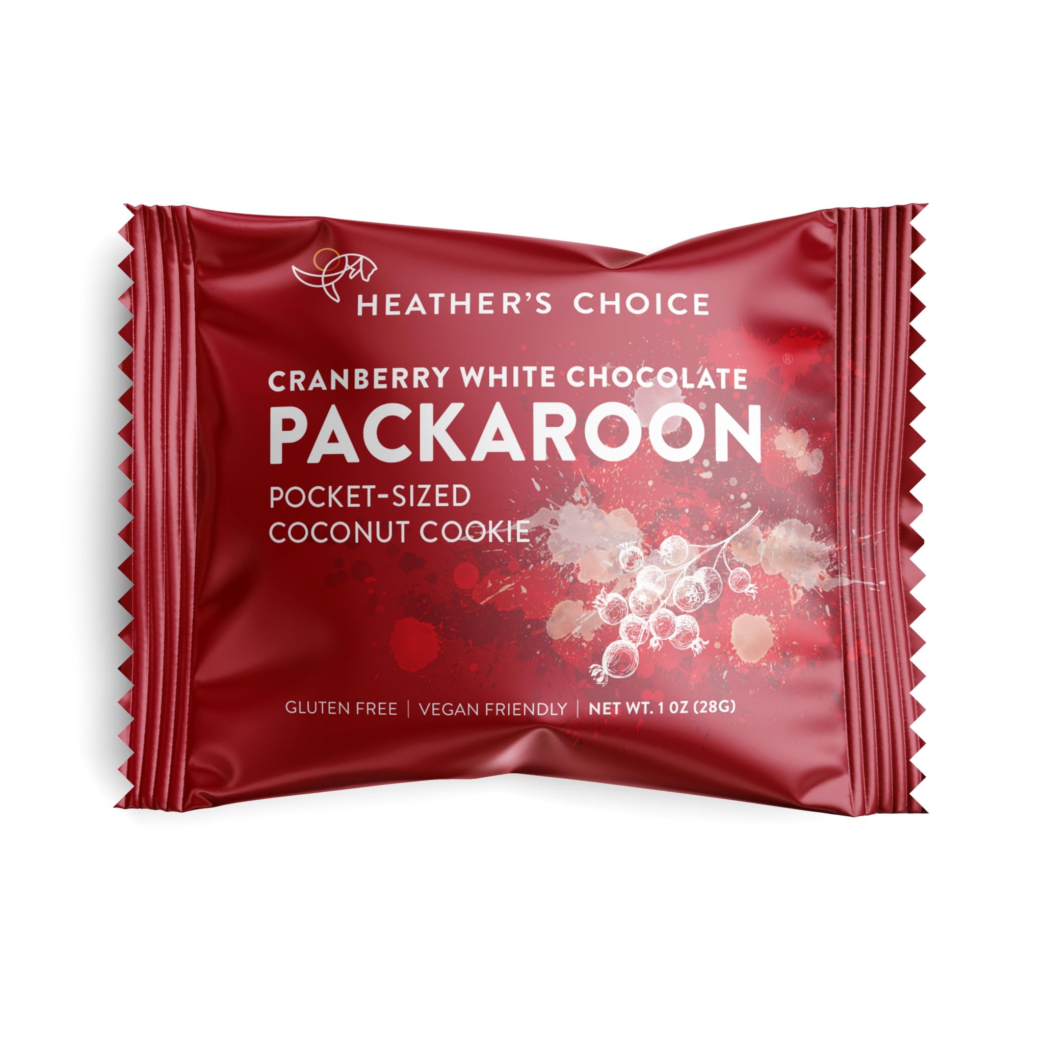 Heather's Choice Packaroons, Vegan Gluten-Free Individually Wrapped Snacks for Backpacking, Camping, Hiking and Travel (Cranberry White Chocolate