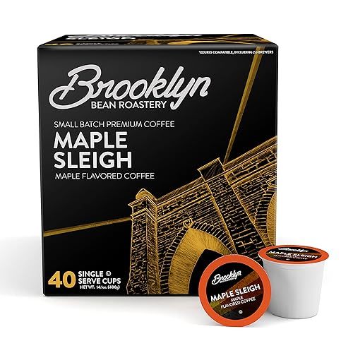 Brooklyn Beans Maple Sleigh Gourmet Coffee Pods - Compatible with Keurig 2.0 K Cup Brewers, 40 Count, Maple Flavored