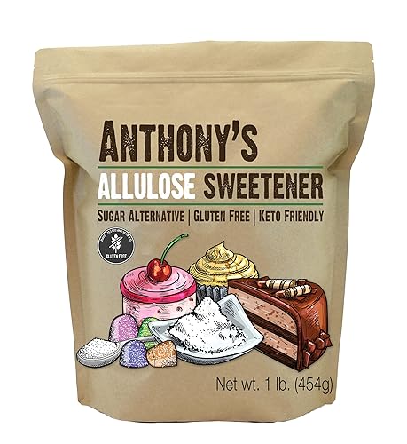 Anthony's Allulose Sweetener, 1 lb, Batch Tested Gluten Free, Keto Friendly Sugar Alternative, Zero Net Carb, Low Calorie