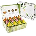 Teabloom Radiant Greens - Organic Green Tea Sampler with 12 Plant-Based Pyramid Sachets, Jasmine Pearls, Minted Mango Peach & Pineapple Ginger