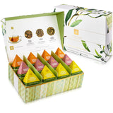 Teabloom Radiant Greens - Organic Green Tea Sampler with 12 Plant-Based Pyramid Sachets, Jasmine Pearls, Minted Mango Peach & Pineapple Ginger