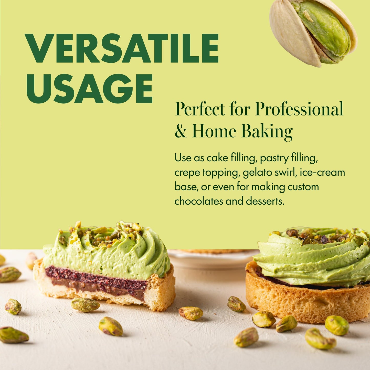 Cambie Authentic Italian Pistachio Cream - Smooth Pistachio Butter for Dubai Chocolate Bar, Crepes, Gelato, Croissants, and Pastries - Professional
