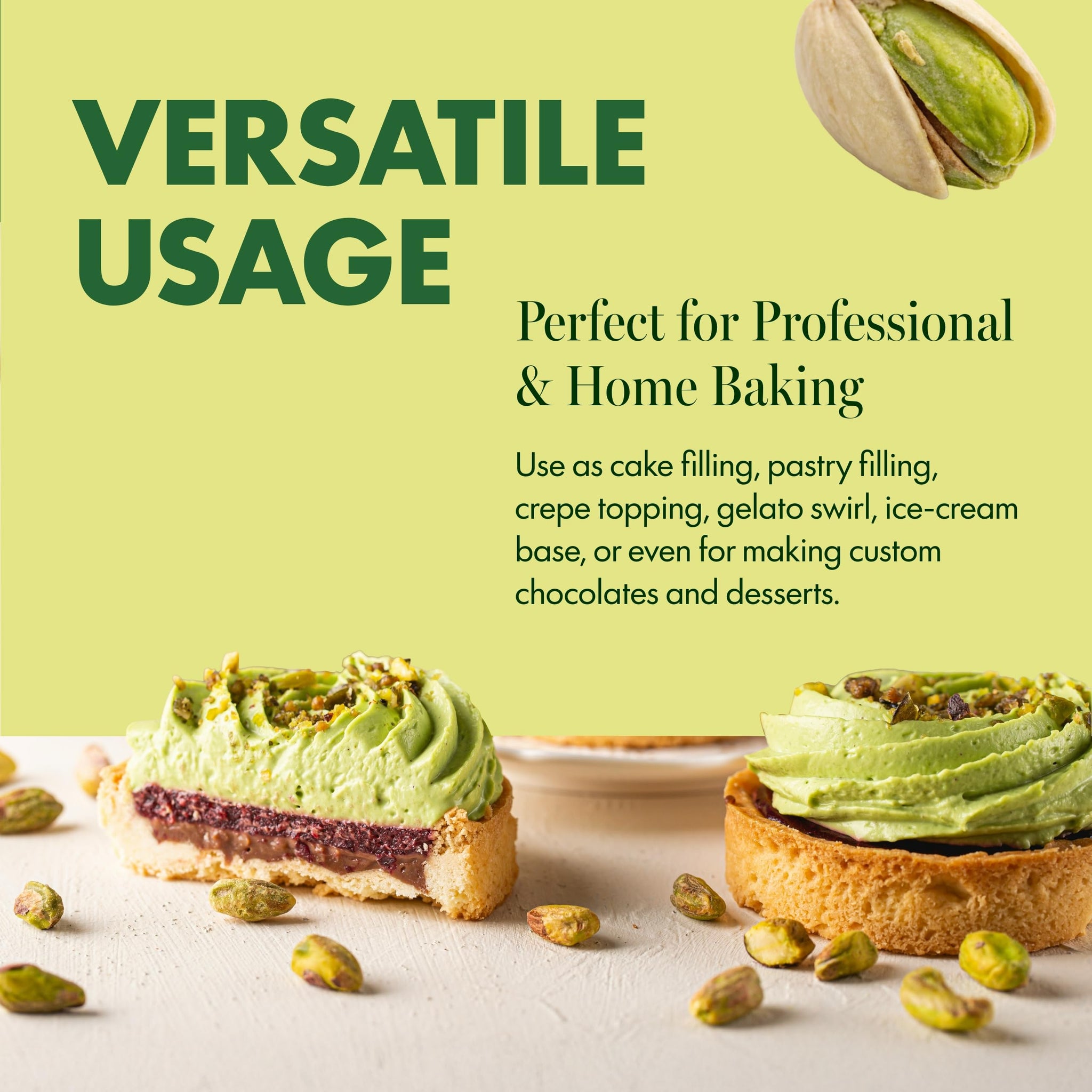 Cambie Authentic Italian Pistachio Cream - Smooth Pistachio Butter for Dubai Chocolate Bar, Crepes, Gelato, Croissants, and Pastries - Professional