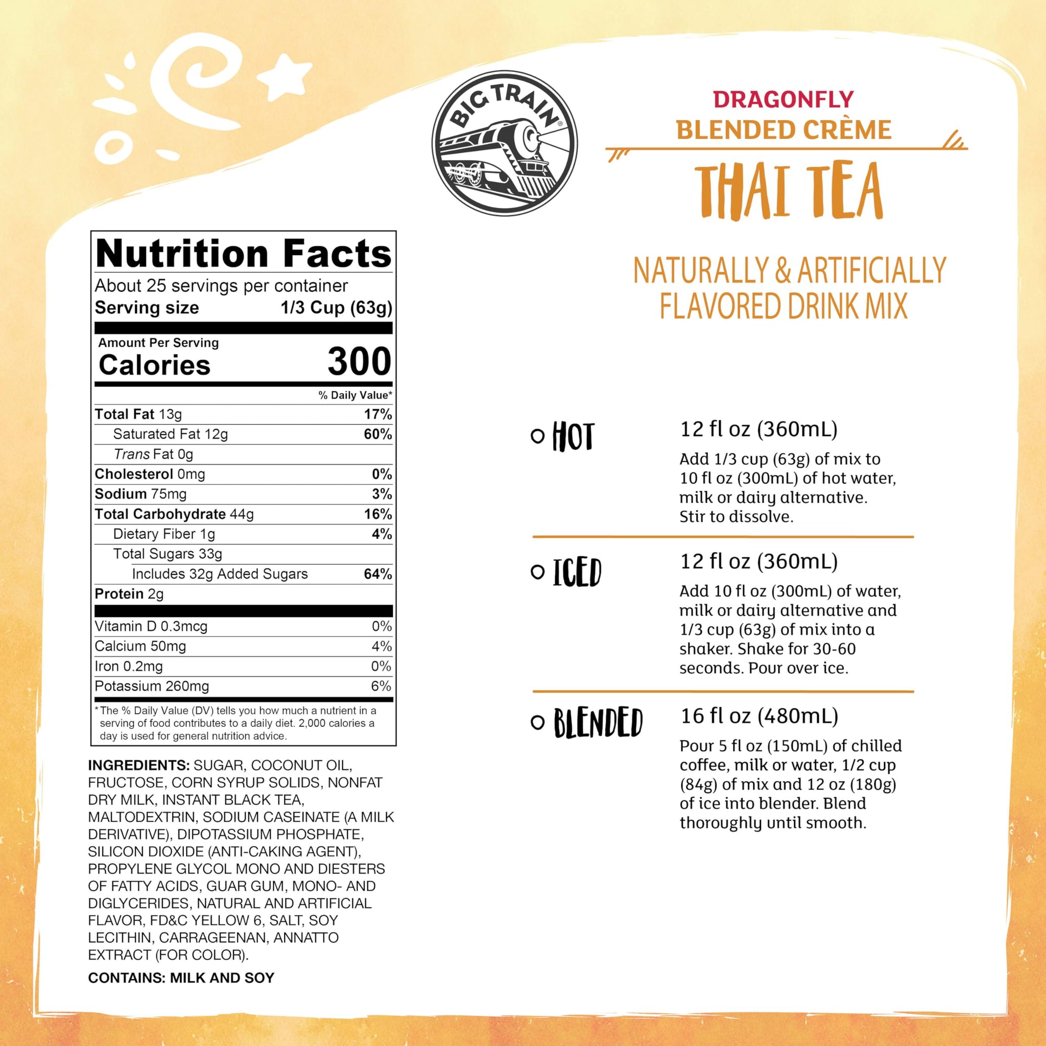 Big Train Dragonfly Thai Tea Blended Crème Beverage Mix, 3.5 Pound (Pack of 1)