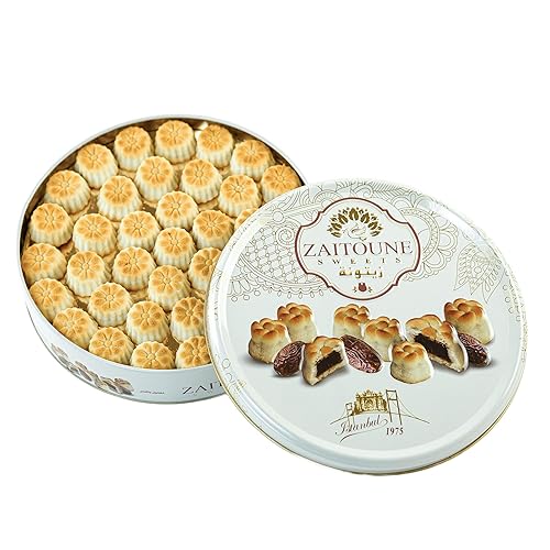 Zaitoune Maamoul Date Cookies - 18 oz - Authentic Middle Eastern Sweets | Arabic Cookies with Dates - Premium Dessert Gifts in Elegant Tin