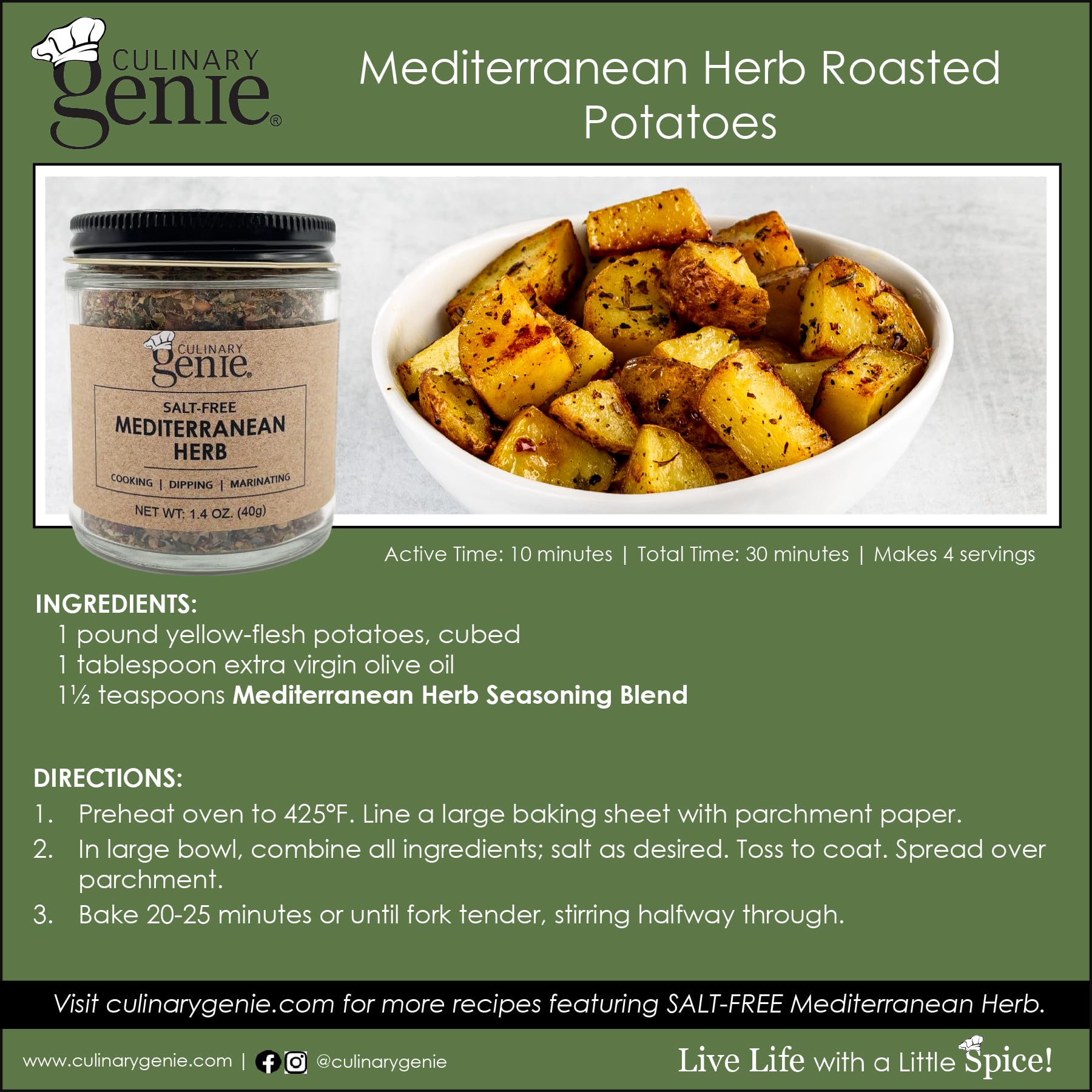 Culinary Genie Salt-Free Mediterranean Herb Seasoning Blend - Olive Oil Bread Dipping & All-Purpose Herb Blend, No Salt Added
