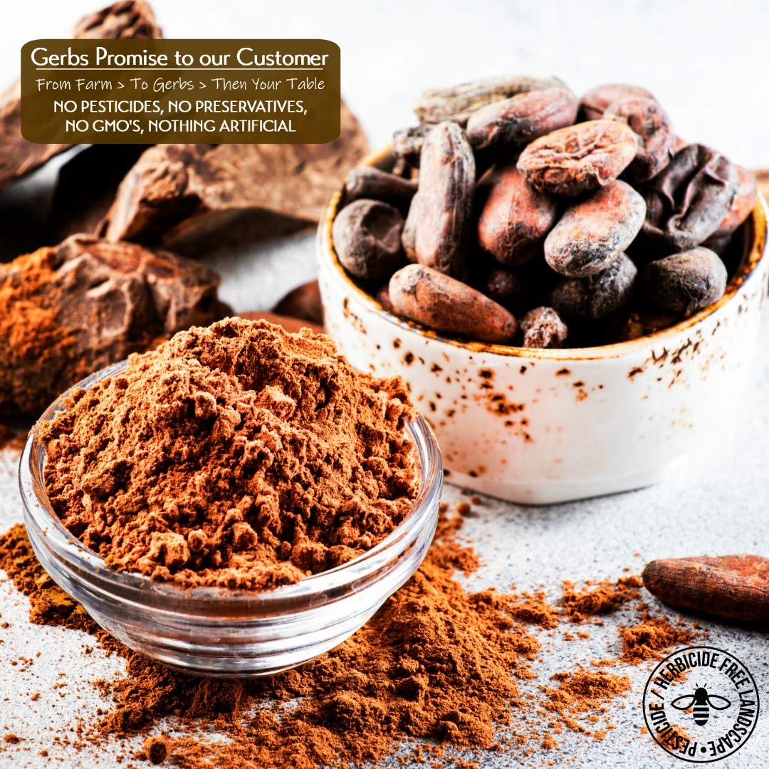 Gerbs Natural Cocoa Powder 2 lbs. | 10-12% Cocoa Butter Fat, Resealable Bag | Classic Unsweetened Cocoa | Top 14 Allergen-Free