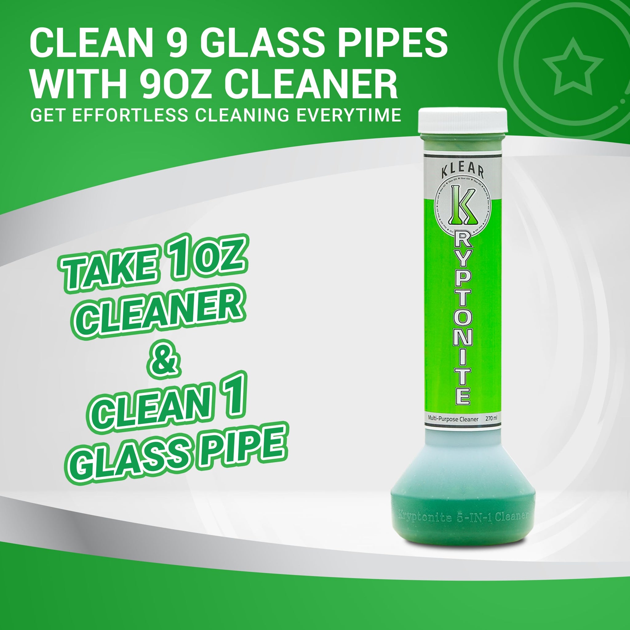 KLEAR Kryptonite Multipurpose Glass Cleaner |Powerful Cleaning 5-1 Combo | Glass Friendly & Alcohol-Free Glass Cleaner| Coat, Relax, Rinse| 9 oz (Pack