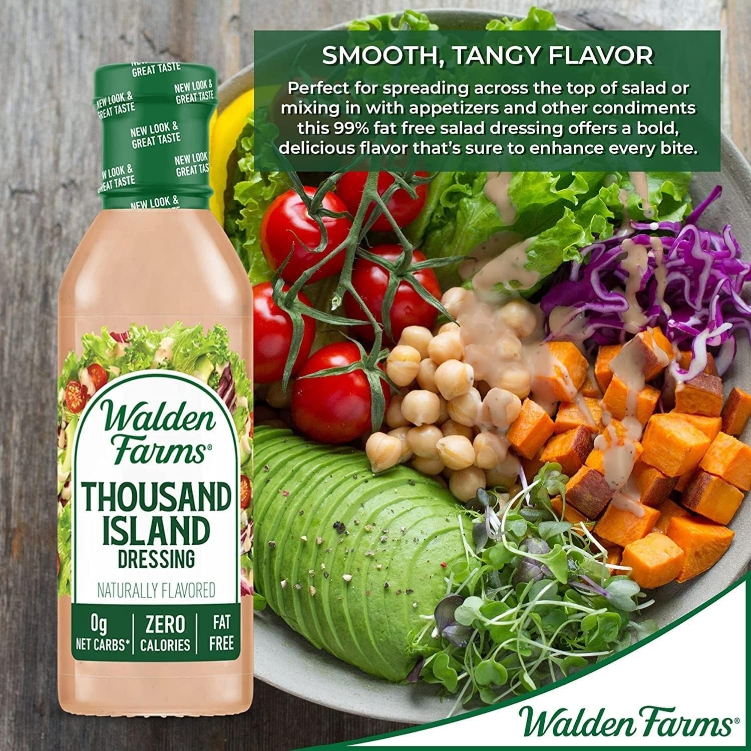 Walden Farms Thousand Island Dressing - Calorie-Free, Gluten-Free, Low Carb, Keto-Friendly, Sugar-Free, Dairy-Free Creamy Thousand Island Flavor - 12
