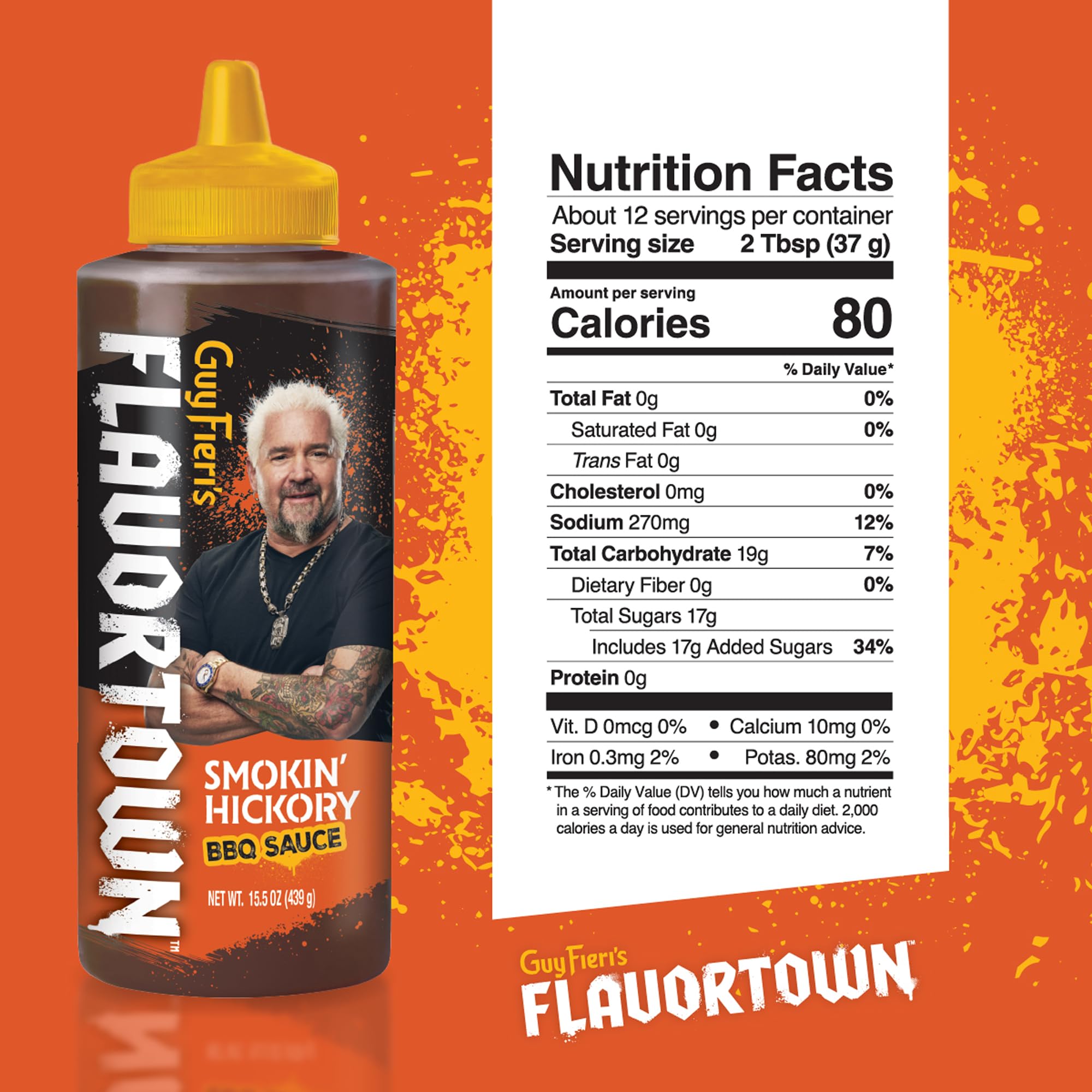 Guy Fieri's Flavortown BBQ Sauce Variety Pack - Gluten-Free Honey BBQ Sauce, Smokey Barbecue Sauce Set, For Chicken Wings & Ribs - Smokin' Hickory