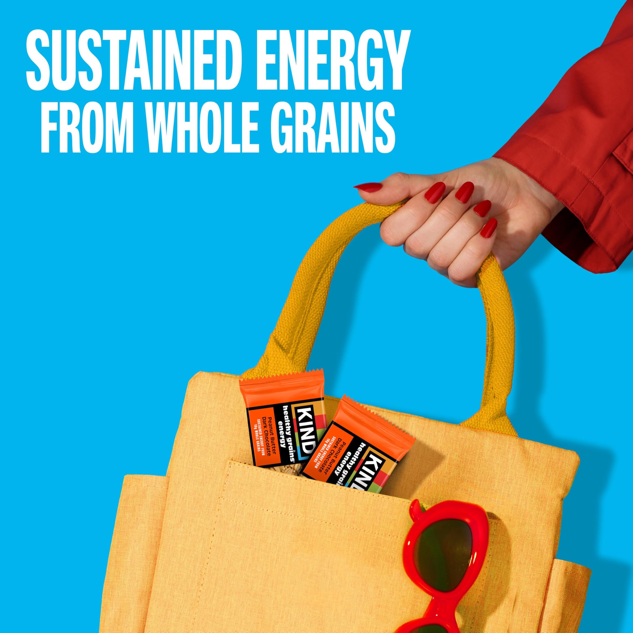 KIND Healthy Grains Energy Bars, Peanut Butter Dark Chocolate, Gluten Free, Healthy Snacks, 18g Whole Grains, 5 Count