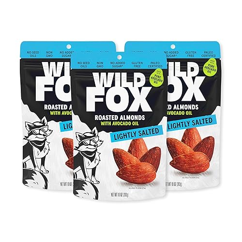 Wild Fox Roasted Almonds - Healthy Plant-Based Snack Made With Pure Avocado Oil And No Added Sugar Or Seed Oils Ideal For Keto, Paleo, Vegan