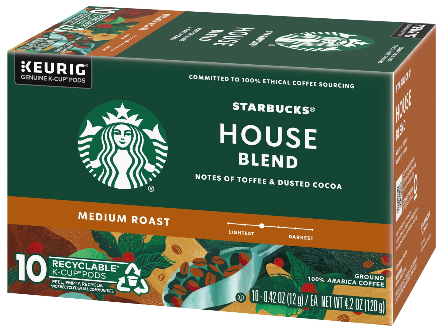 Starbucks House Blend Coffee K-Cup Pods, Medium Roast Arabica Coffee, 10 Count (Pack of 2 Boxes)