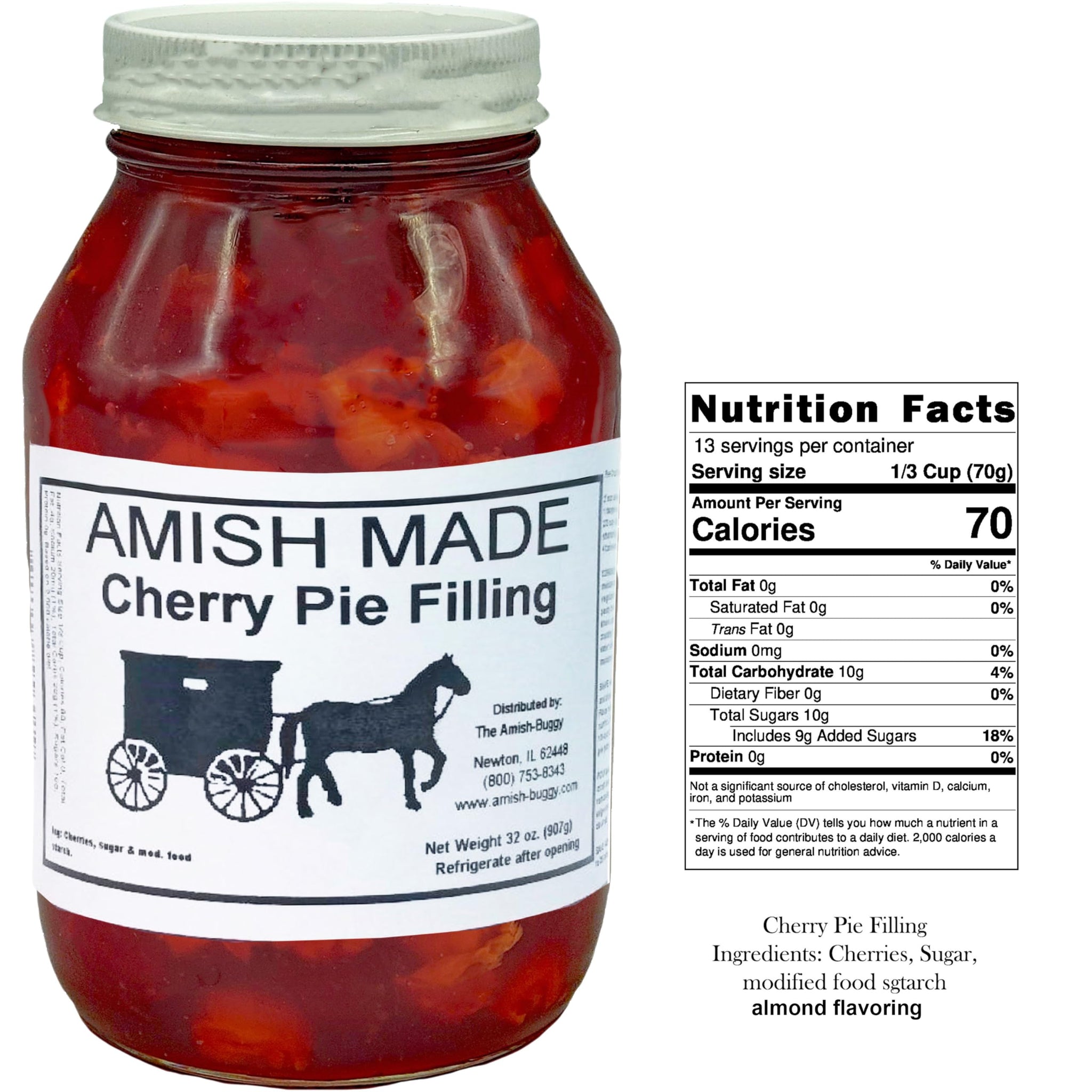 Amish Pie Filling and Topping Cherry - TWO 32 Oz Jars