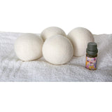 Laura Ashley 4 Pack Reusable Wool Dryer Balls and Lavender Essential Oil Kit to Soften Clothes in Dryer and Reduce Wrinkles and Static