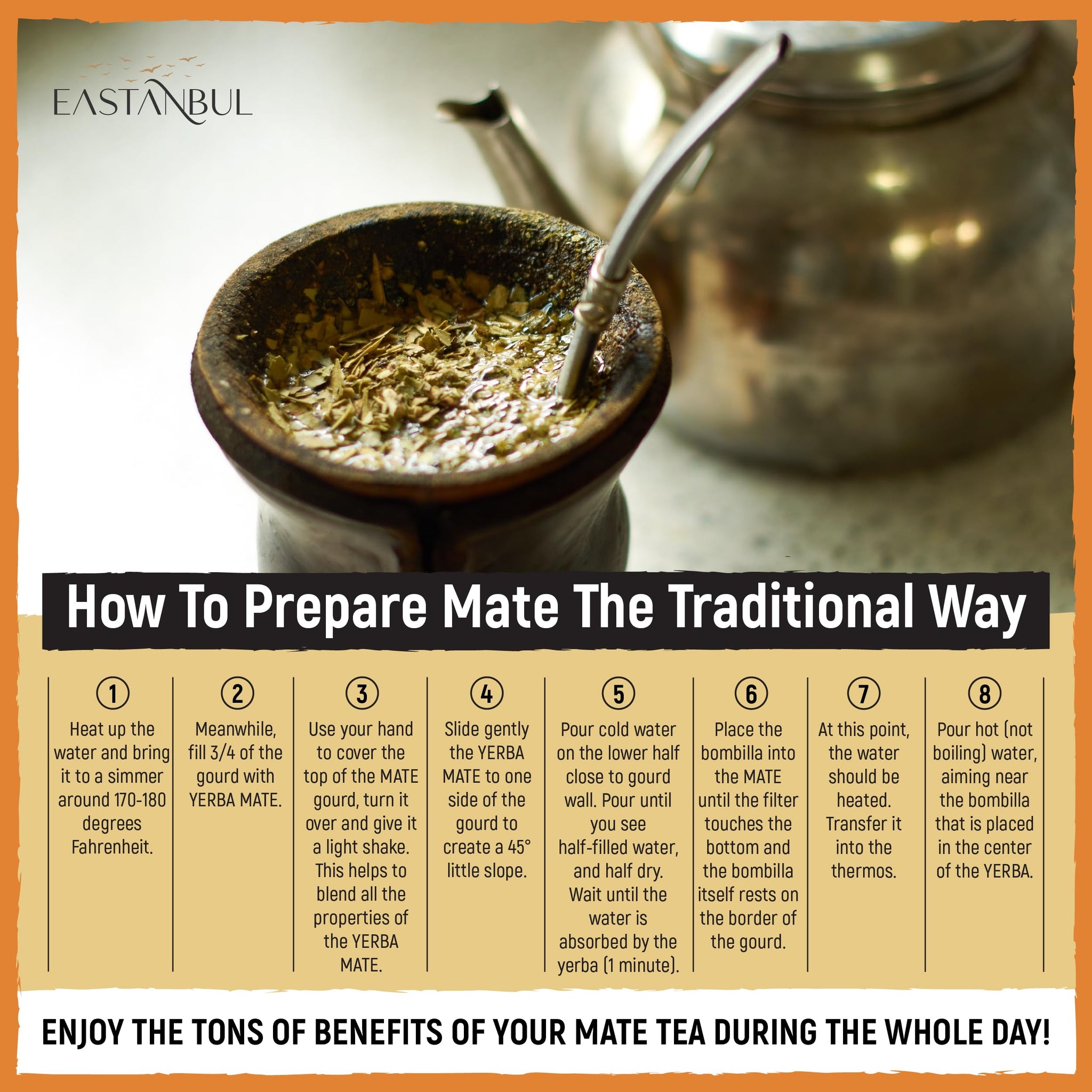Eastanbul Yerba Mate Tea, 2.8oz, Loose Leaf Tea, Argentina Coarse Yerba, Caffein-Rich AKA Yerbe Maté, Coffee Alternative, Suitable For Beginners, Less
