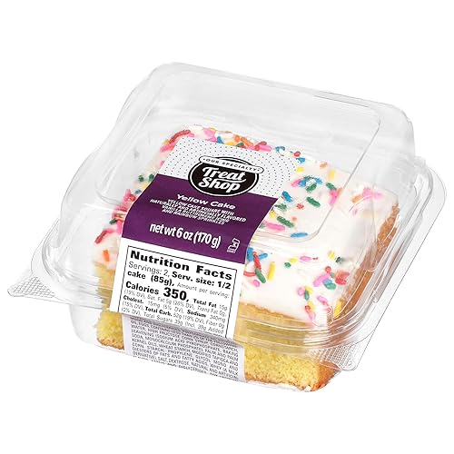 Our Specialty Yellow Cake Slice Square with Vanilla Icing, Frozen Birthday Cake with Sprinkles, 6 oz