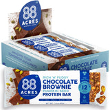 88 Acres Pumpkin Seed Protein Bars, Fudge Brownie, 9 Count, 12g Plant-Based Protein, Gluten Free, Nut Free, School Safe Snack Bar, Vegan, Non-GMO