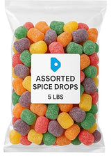 Assorted Spiced Gum Drops Candy - 5 lb Bulk Bag, Soft Jelly Spice Drops in Cinnamon, Peppermint, Clove & More, Classic Old-Fashioned Sweets