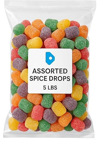 Assorted Spiced Gum Drops Candy - 5 lb Bulk Bag, Soft Jelly Spice Drops in Cinnamon, Peppermint, Clove & More, Classic Old-Fashioned Sweets