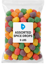 Assorted Spiced Gum Drops Candy - 5 lb Bulk Bag, Soft Jelly Spice Drops in Cinnamon, Peppermint, Clove & More, Classic Old-Fashioned Sweets