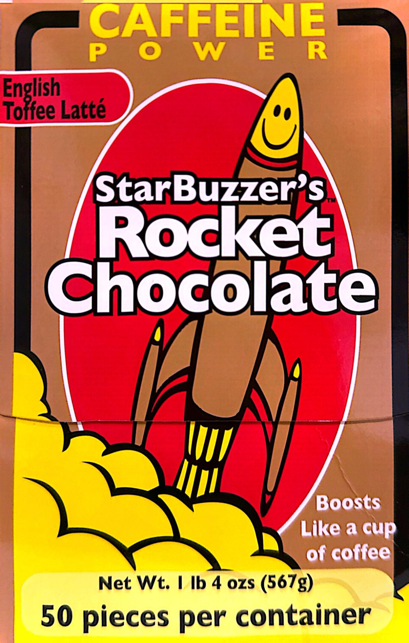 Rocket Chocolate Milk Chocolate English Toffee Latte Flavored Caffeinated Chocolate Truffles, 50 count, Mini