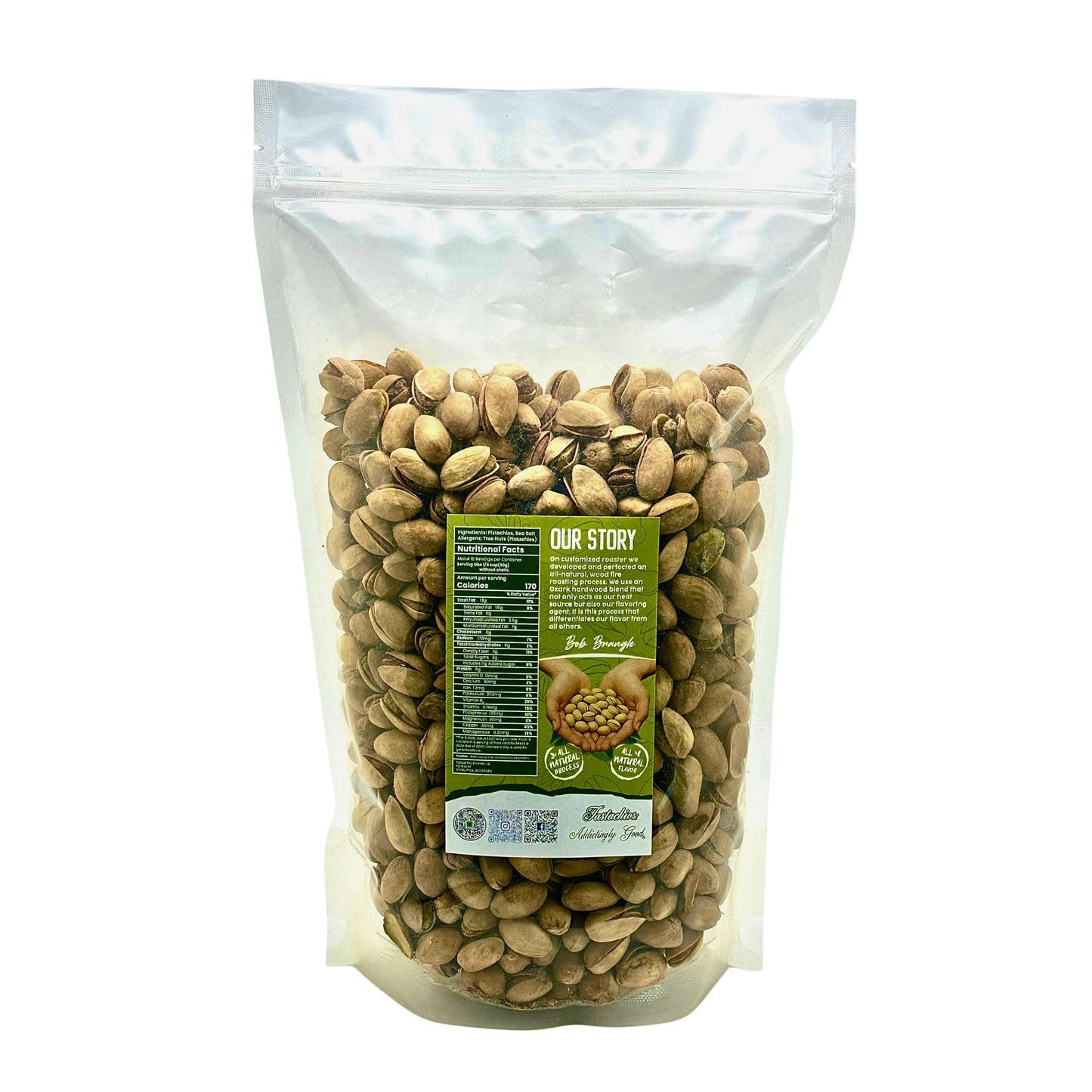 Tastachios Wood Fire Roasted Pistachios 2LB Bag - Original Flavor - Gluten-Free, Plant-Based Protein, Non-GMO, Keto-Friendly - Vegan Snack - Roasted