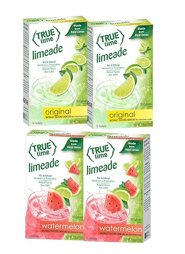 True Lime LIMEADE & WATERMELON (Pack of 4 | 2 boxes each flavor) 10ct each box. True Lemon | True Citrus