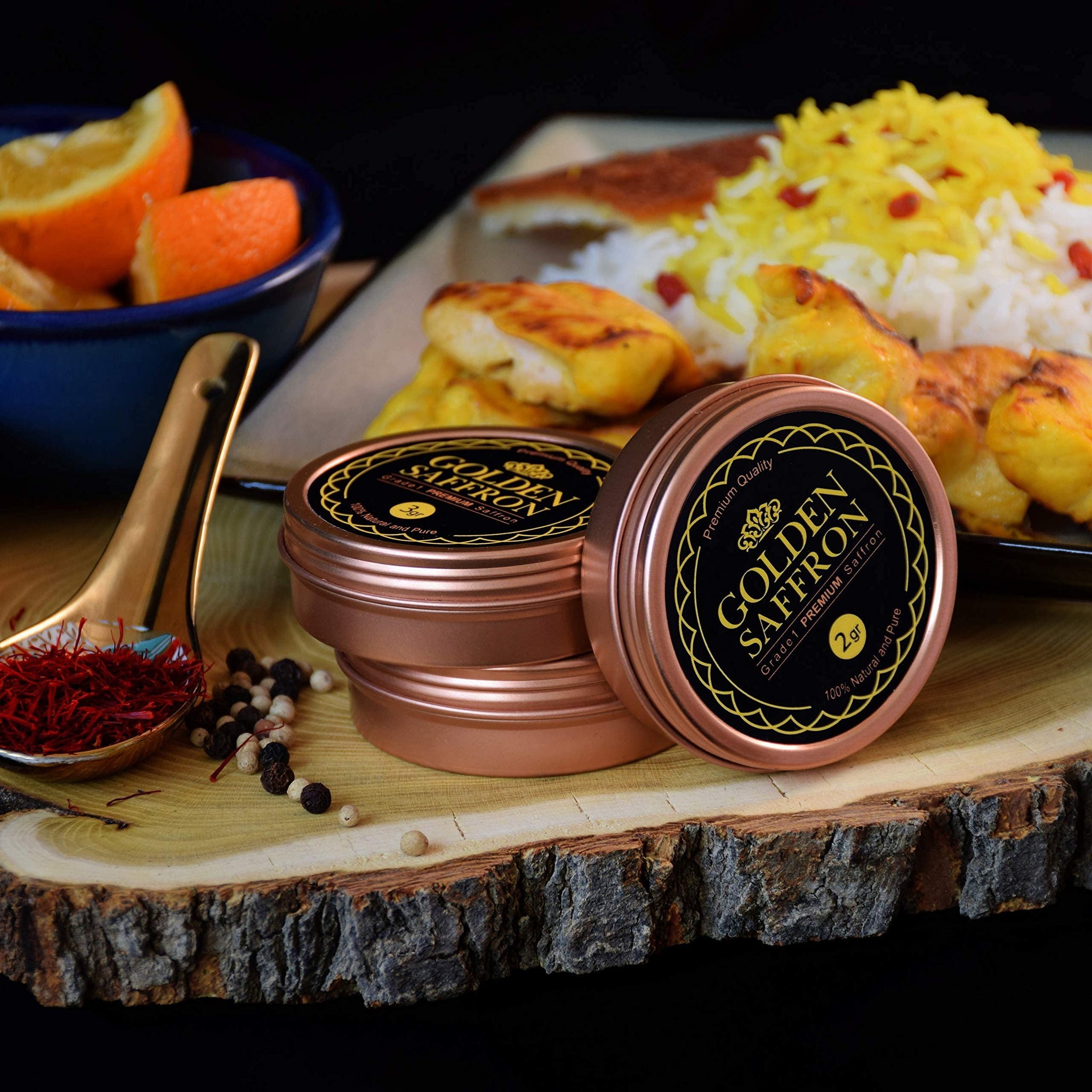 Golden Saffron, Finest Pure Premium All Red Saffron Threads, Grade A+ Super Negin, Non-GMO Verified. For Tea, Paella, Rice, Desserts, Golden Milk