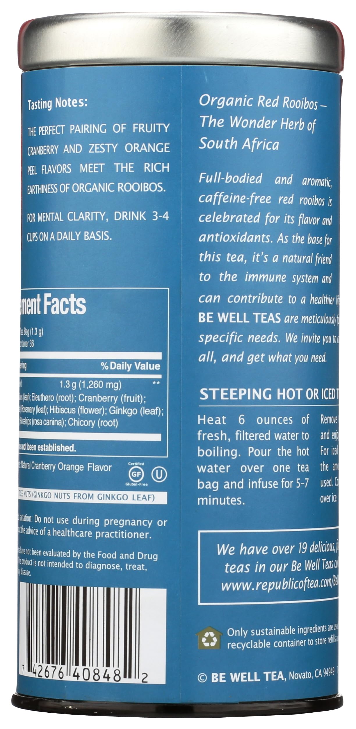 The Republic of Tea Be Well No. 16, Get Smart Herbal Tea For Memory/FocusGet Smart Tea, 36-Count
