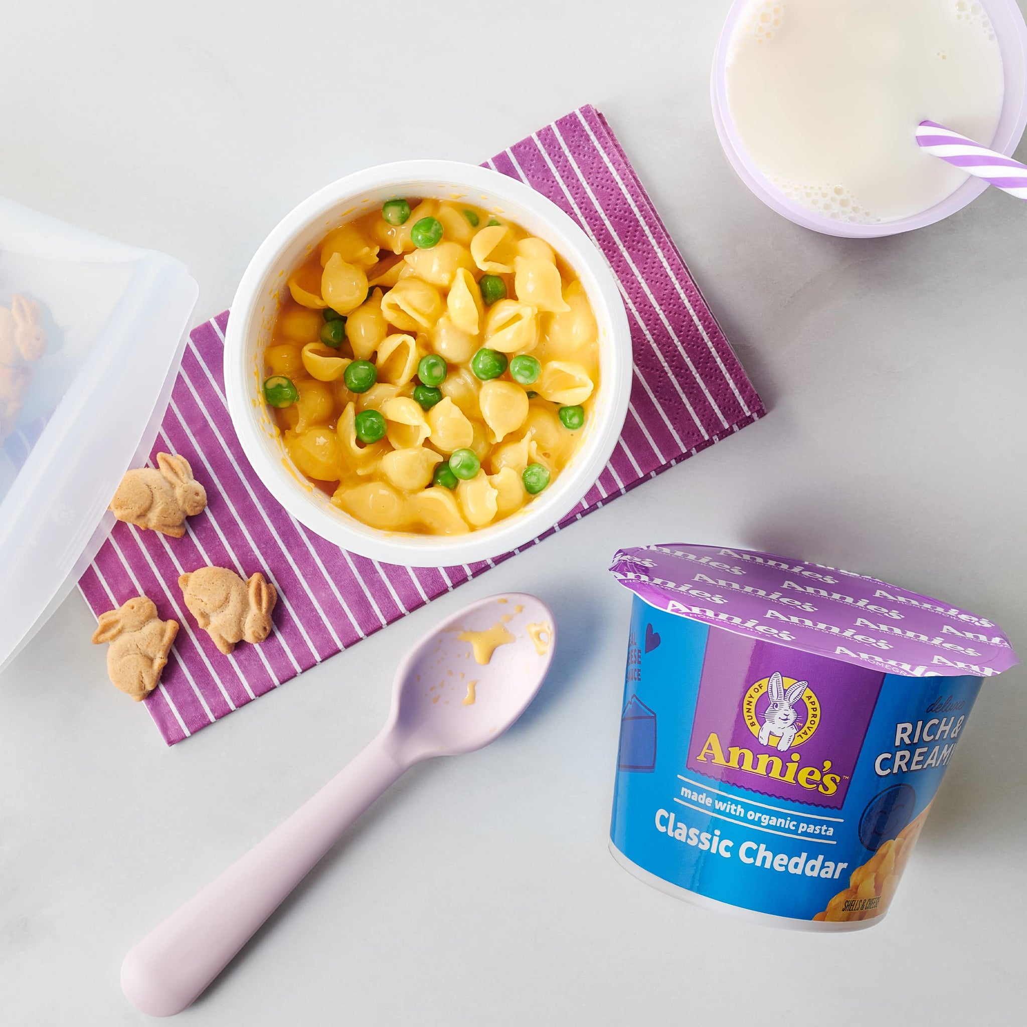 Annie's Microwavable Macaroni and Cheese Cups, Deluxe Rich and Creamy, Shells and Classic Cheddar, 1 Cup