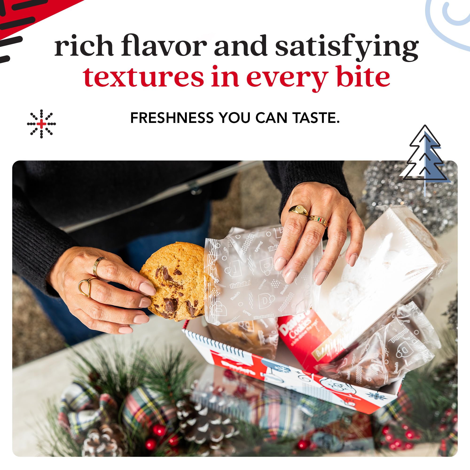 David Cookies Gift Basket for Families - Large Crate Assorted Cookies and Brownies for Snack and Sharing - Deliciously Flavored Cookies and Brownies
