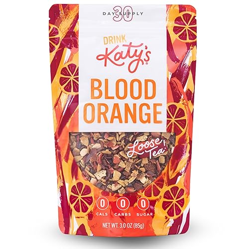 Katy’s Blood Orange Loose Tea - Hibiscus, Orange & Rose Hips - Loose Leaf Herbal Tea, Caffeine-Free, Sugar-Free - Hot or Cold Brew Tea - 30+ Cups