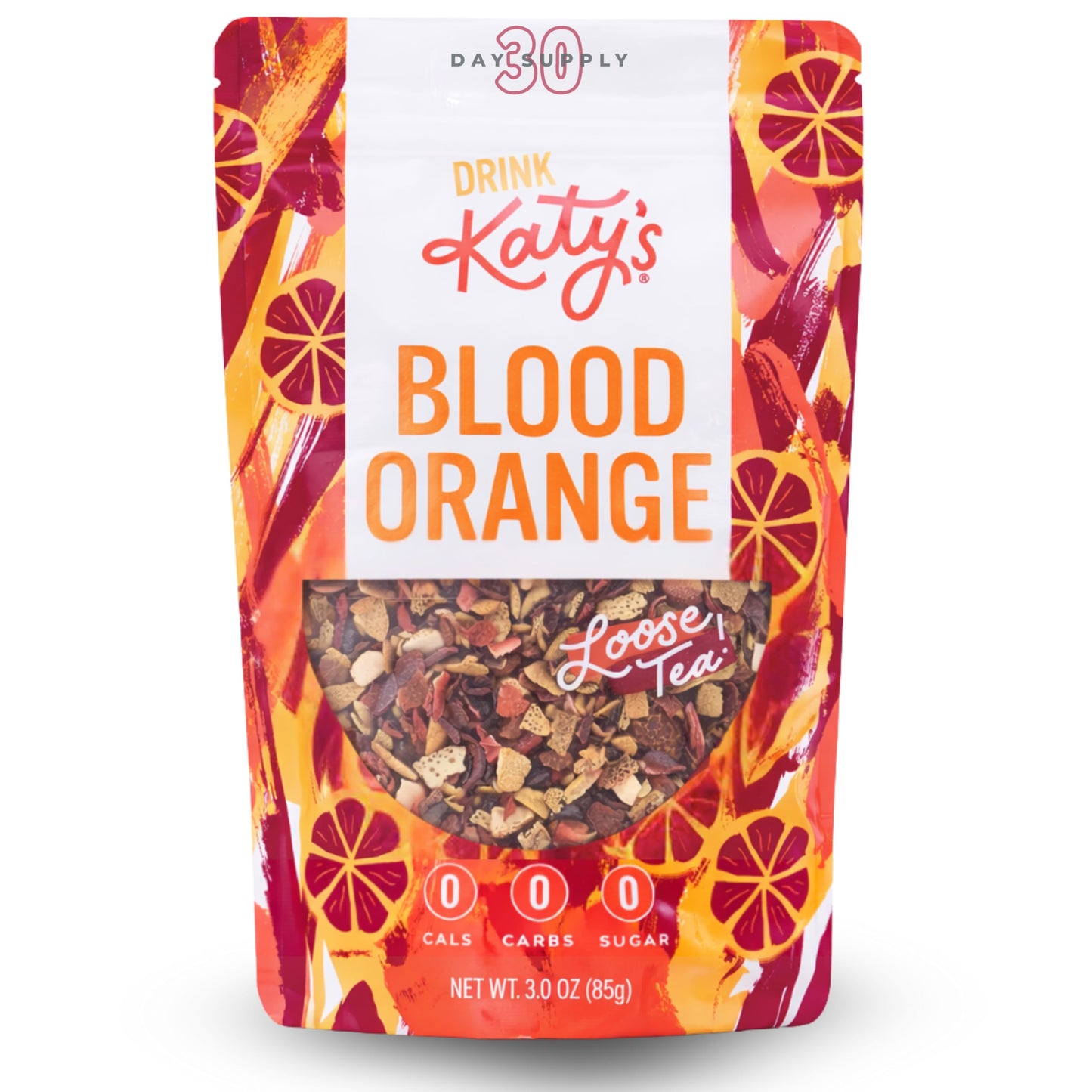 Katy’s Blood Orange Loose Tea - Hibiscus, Orange & Rose Hips - Loose Leaf Herbal Tea, Caffeine-Free, Sugar-Free - Hot or Cold Brew Tea - 30+ Cups