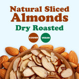 Dry Roasted Natural Sliced Almonds - 1.5 Pounds Unblanched Nuts, Oven Toasted, Unsalted, No Oil Added, Perfect for Cooking, Baking and Snacking