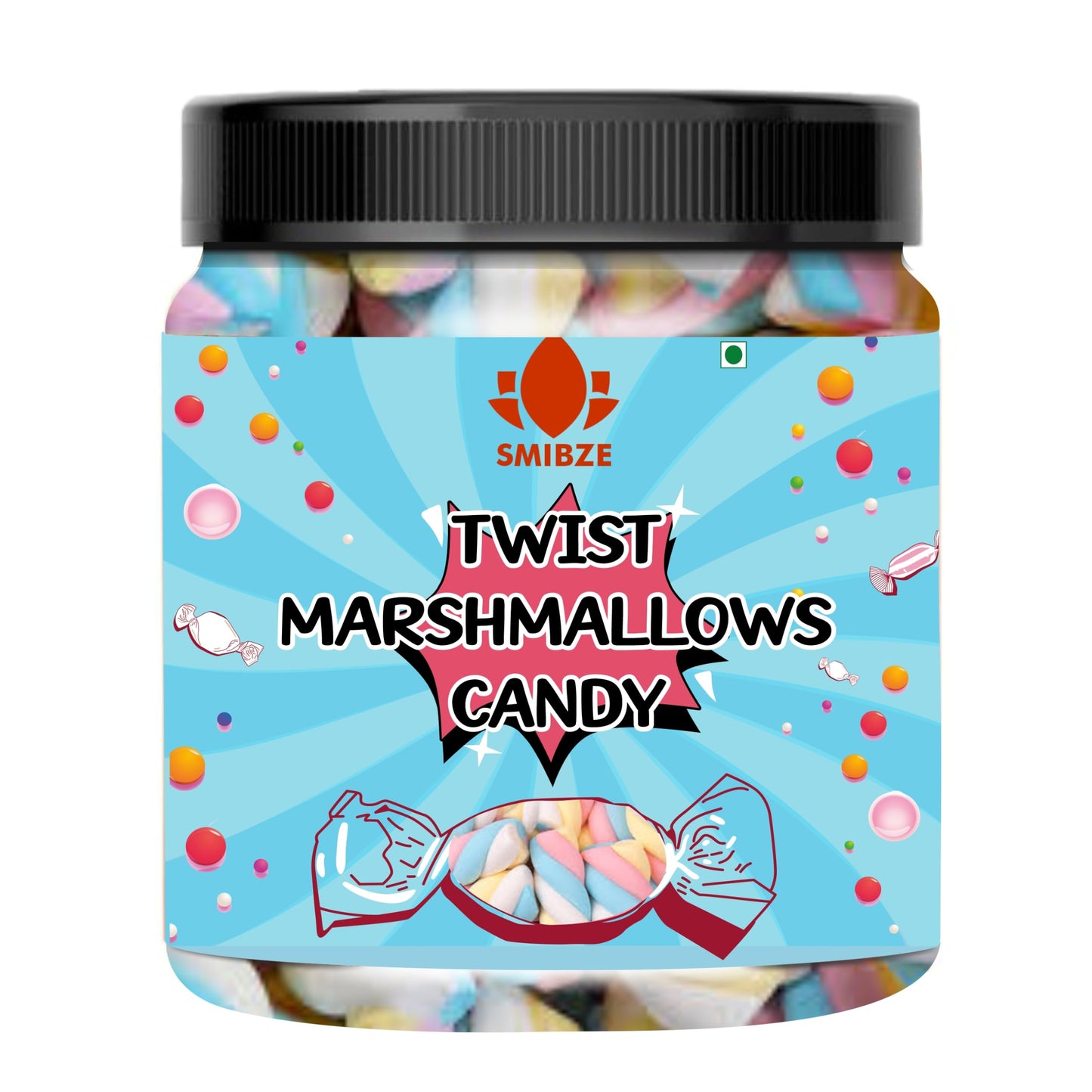 SMIBZE Natural Twist Marshmallows Candy 100 GM (Pack of 1) SMIBZE